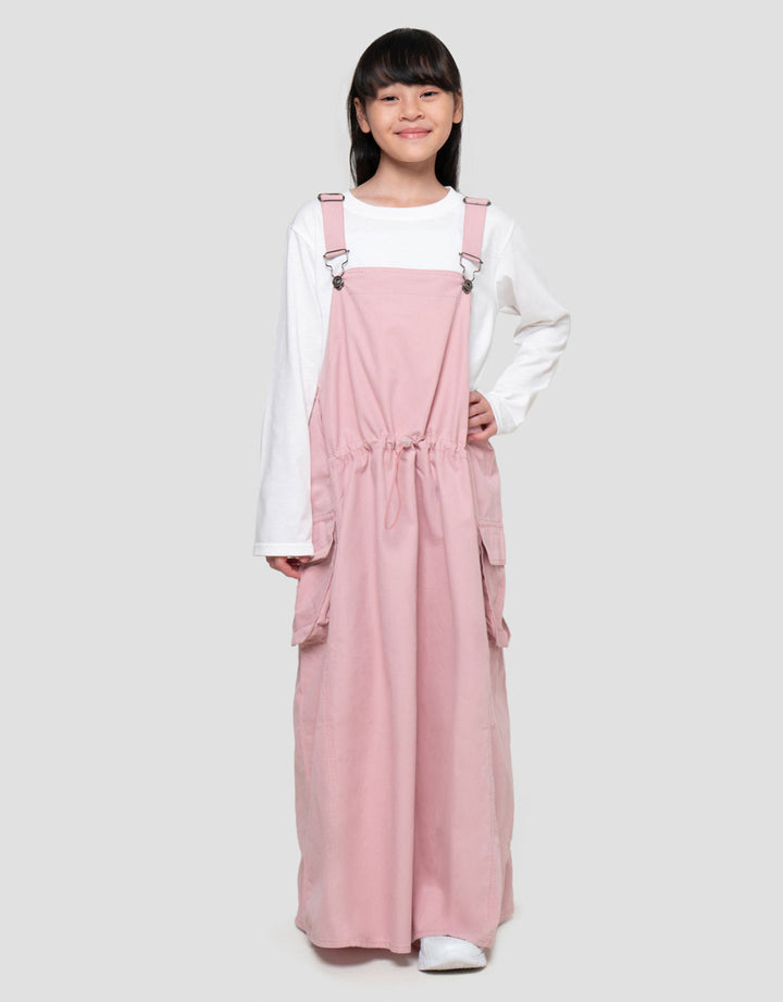 Nevada Woven Overall Kantong Kargo Maxi Dress Anak Perempuan