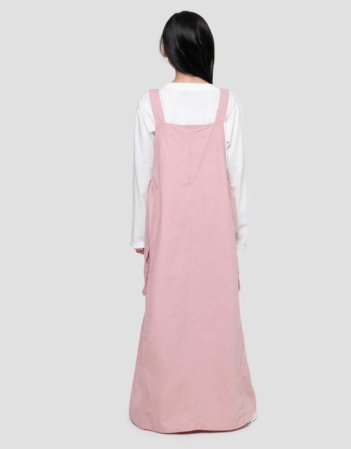 Nevada Woven Overall Kantong Kargo Maxi Dress Anak Perempuan