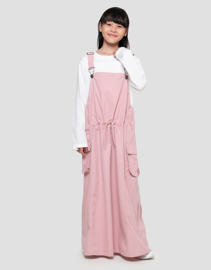 Nevada Woven Overall Kantong Kargo Maxi Dress Anak Perempuan
