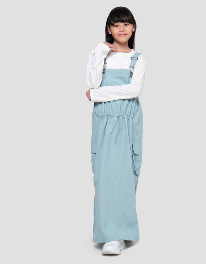 Nevada Woven Overall Kantong Kargo Maxi Dress Anak Perempuan
