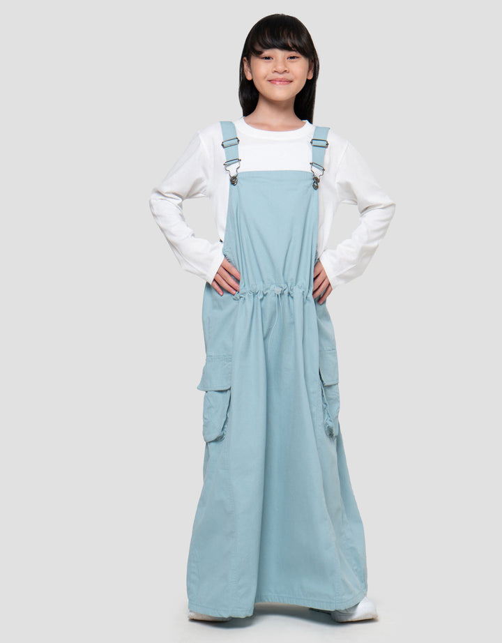 Nevada Woven Overall Kantong Kargo Maxi Dress Anak Perempuan