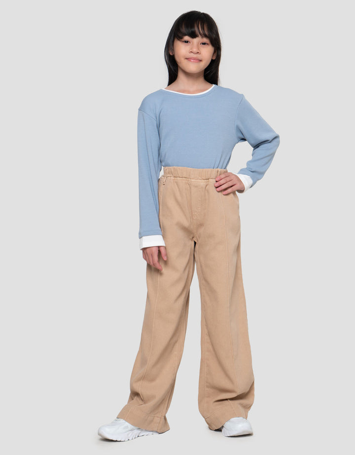 Nevada Cubit Tengah Lipat Bawah Celana Denim Anak Perempuan