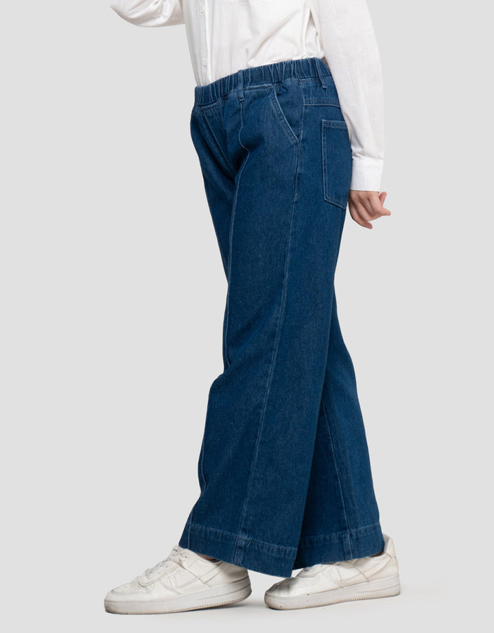 Nevada Cubit Tengah Lipat Bawah Celana Denim Anak Perempuan