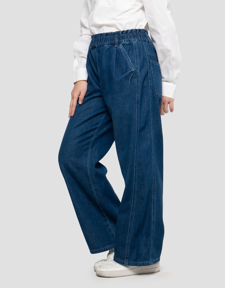 Nevada Wide Leg Cutting Miring Celana Denim Anak Perempuan