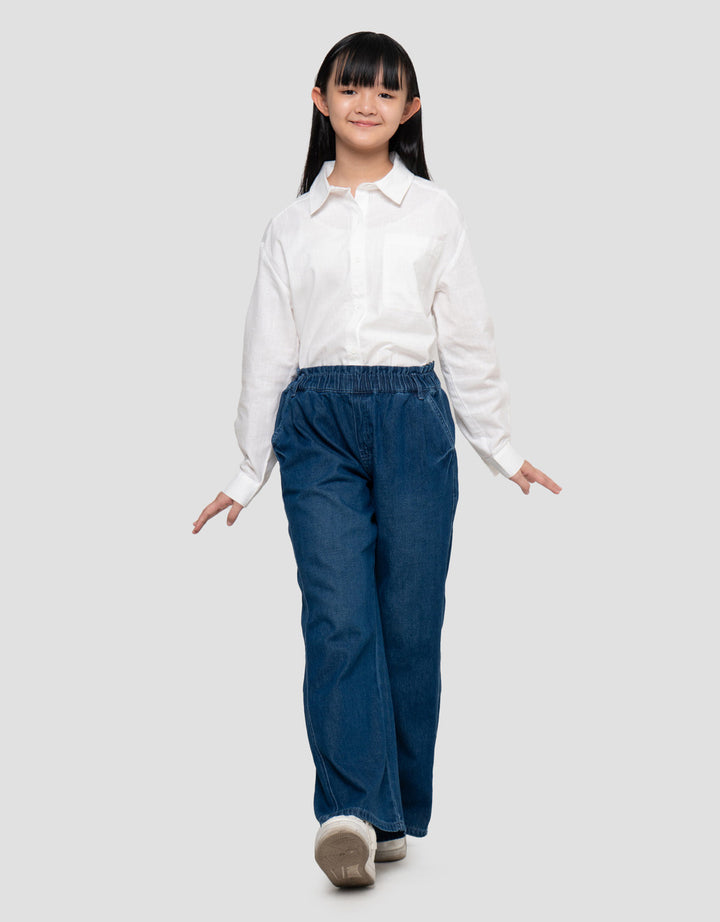 Nevada Wide Leg Cutting Miring Celana Denim Anak Perempuan
