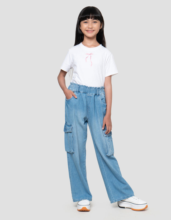 Nevada Cargo Paperbag Waist Celana Denim Anak Perempuan