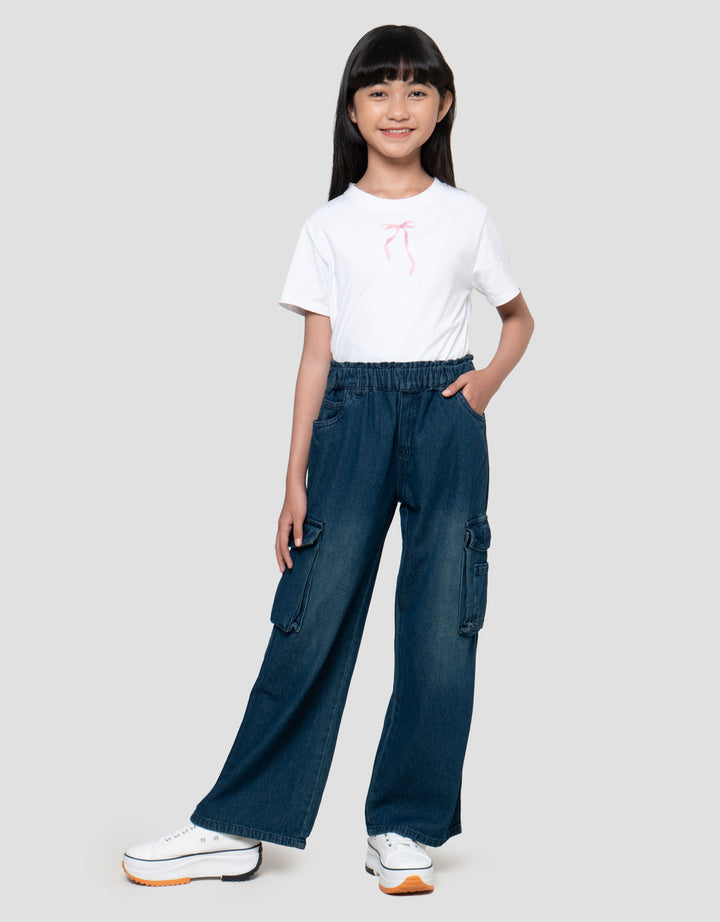 Nevada Cargo Paperbag Waist Celana Denim Anak Perempuan