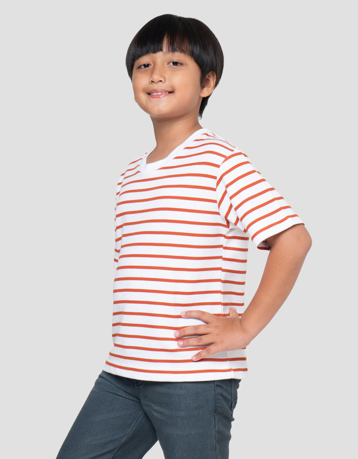 Suko Motif Garis Kaos Kerah Bulat Lengan Pendek Anak Laki-Laki