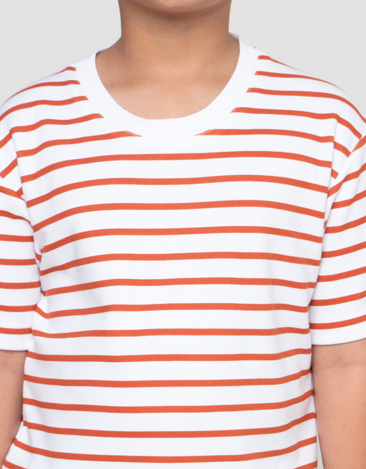 Suko Motif Garis Kaos Kerah Bulat Lengan Pendek Anak Laki-Laki