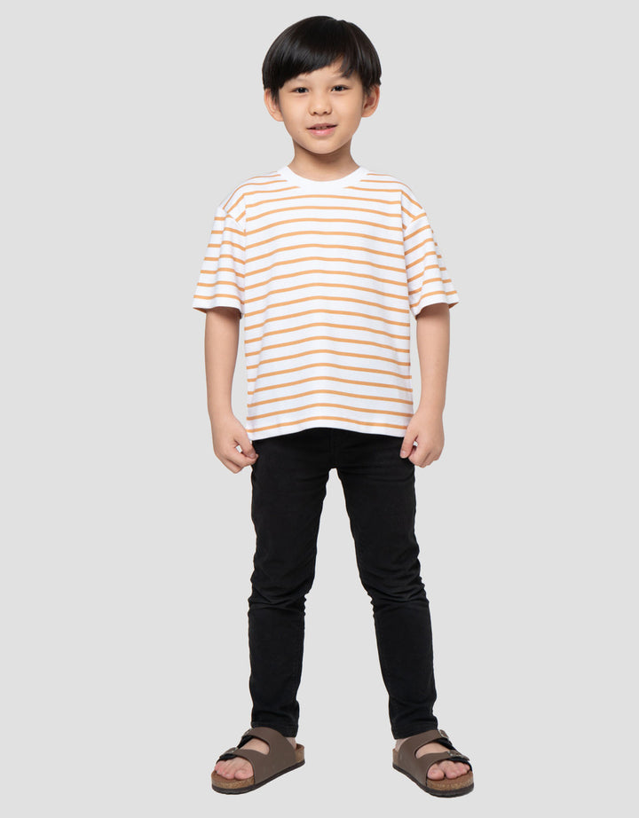 Suko Motif Garis Kaos Kerah Bulat Lengan Pendek Anak Laki-Laki