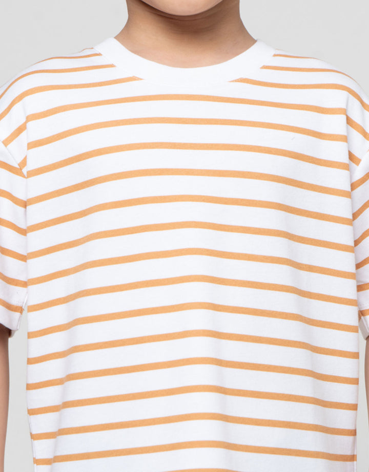 Suko Motif Garis Kaos Kerah Bulat Lengan Pendek Anak Laki-Laki