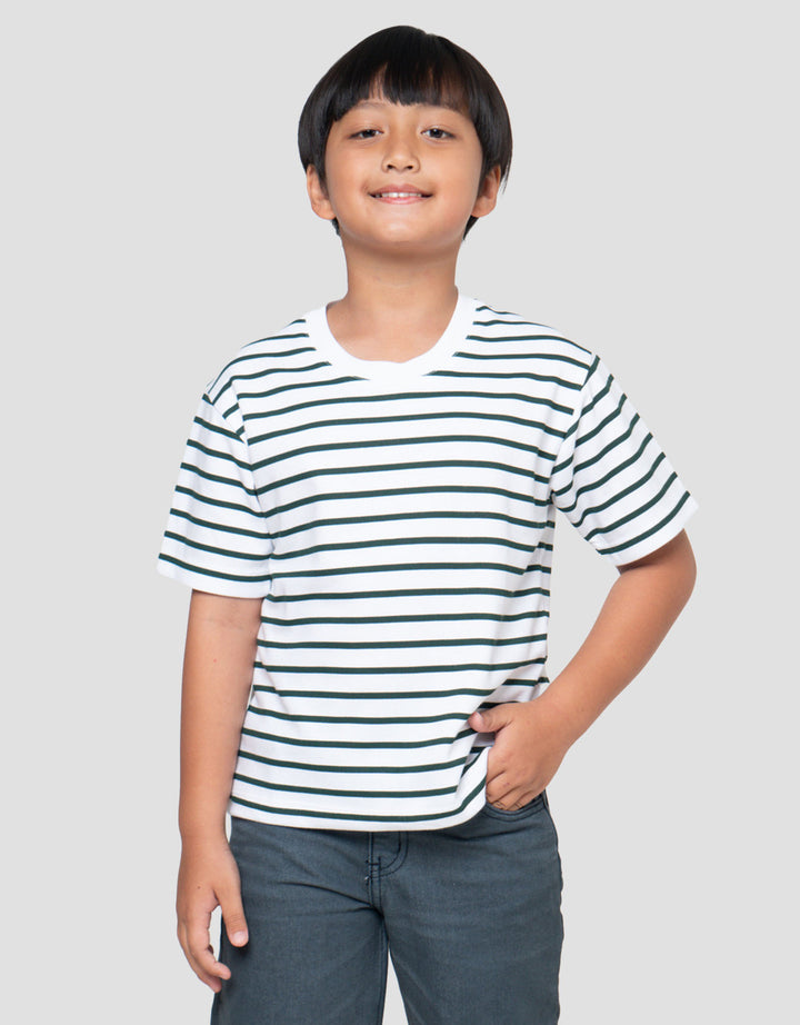 Suko Motif Garis Kaos Kerah Bulat Lengan Pendek Anak Laki-Laki
