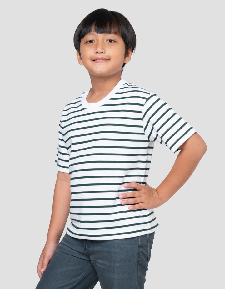 Suko Motif Garis Kaos Kerah Bulat Lengan Pendek Anak Laki-Laki