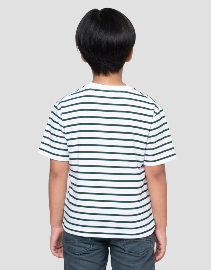 Suko Motif Garis Kaos Kerah Bulat Lengan Pendek Anak Laki-Laki