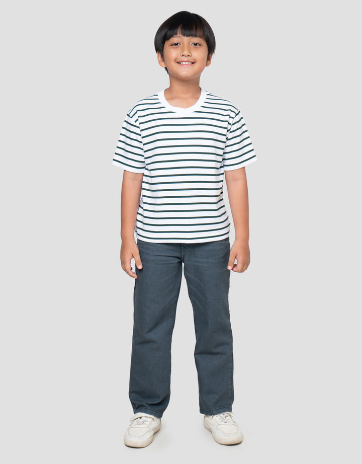 Suko Motif Garis Kaos Kerah Bulat Lengan Pendek Anak Laki-Laki