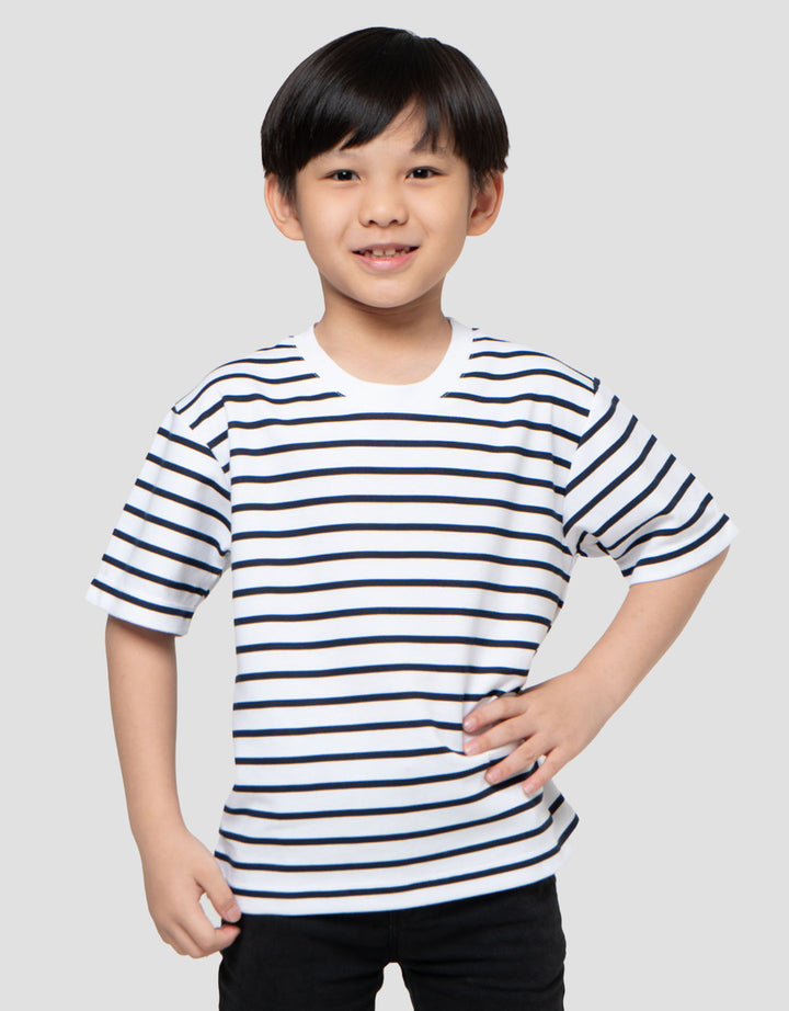 Suko Motif Garis Kaos Kerah Bulat Lengan Pendek Anak Laki-Laki