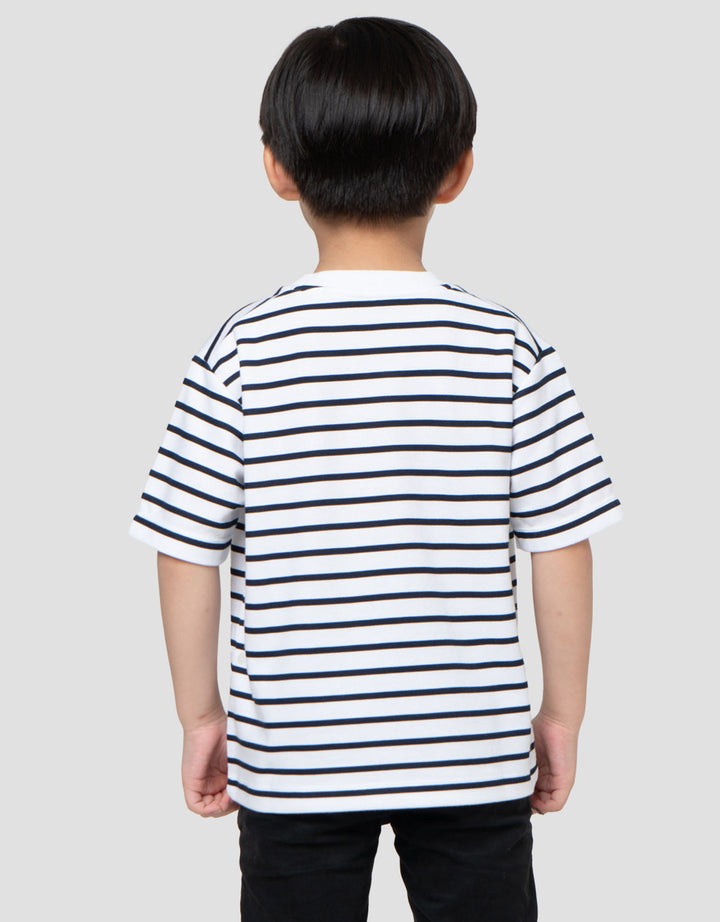 Suko Motif Garis Kaos Kerah Bulat Lengan Pendek Anak Laki-Laki
