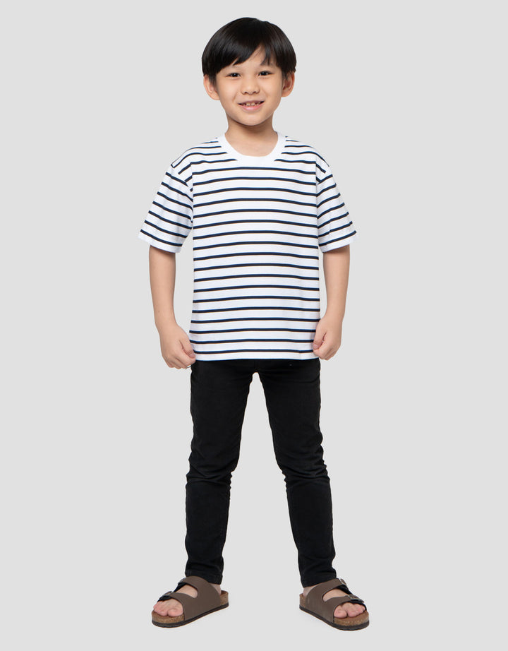 Suko Motif Garis Kaos Kerah Bulat Lengan Pendek Anak Laki-Laki