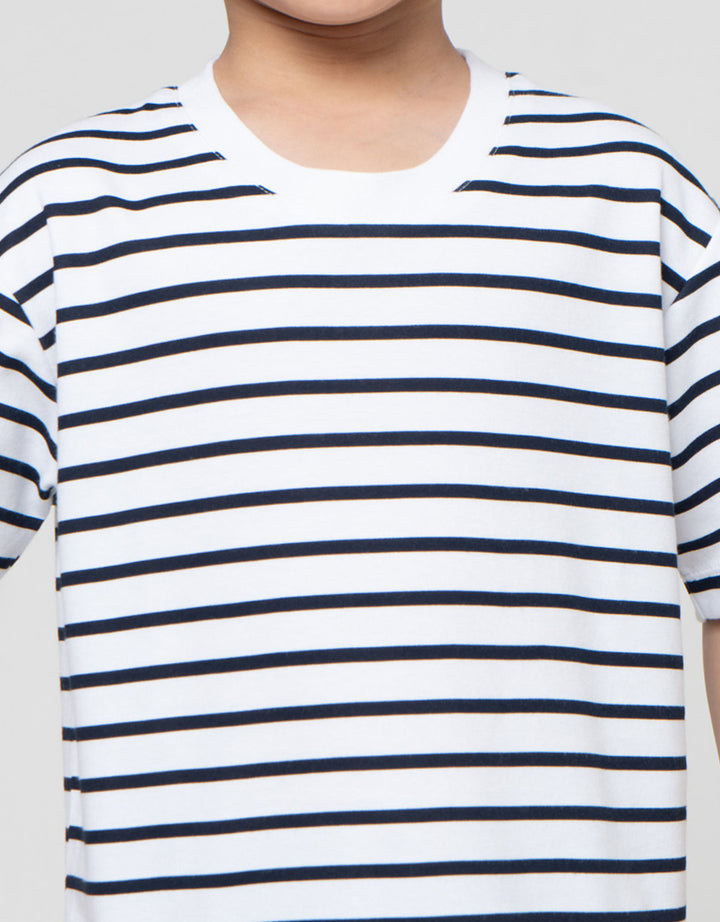 Suko Motif Garis Kaos Kerah Bulat Lengan Pendek Anak Laki-Laki