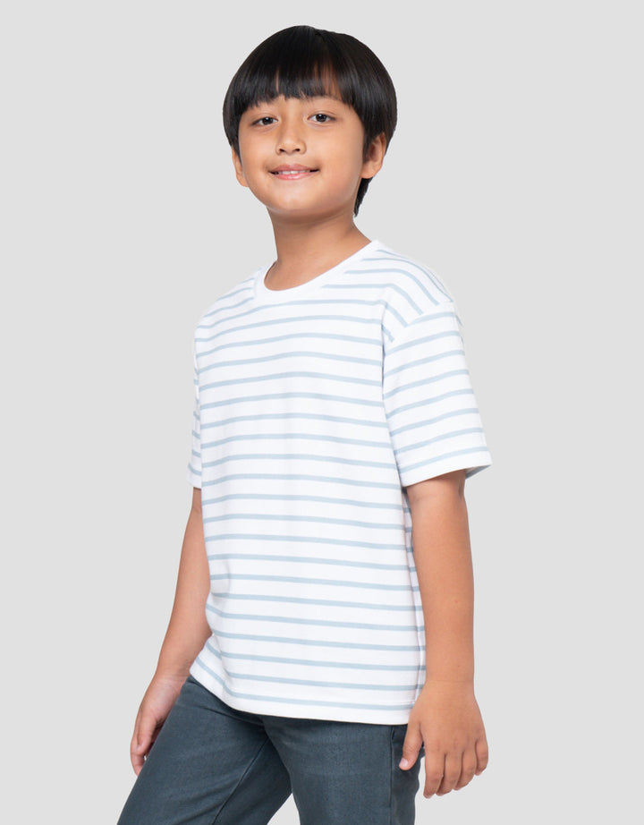 Suko Motif Garis Kaos Kerah Bulat Lengan Pendek Anak Laki-Laki