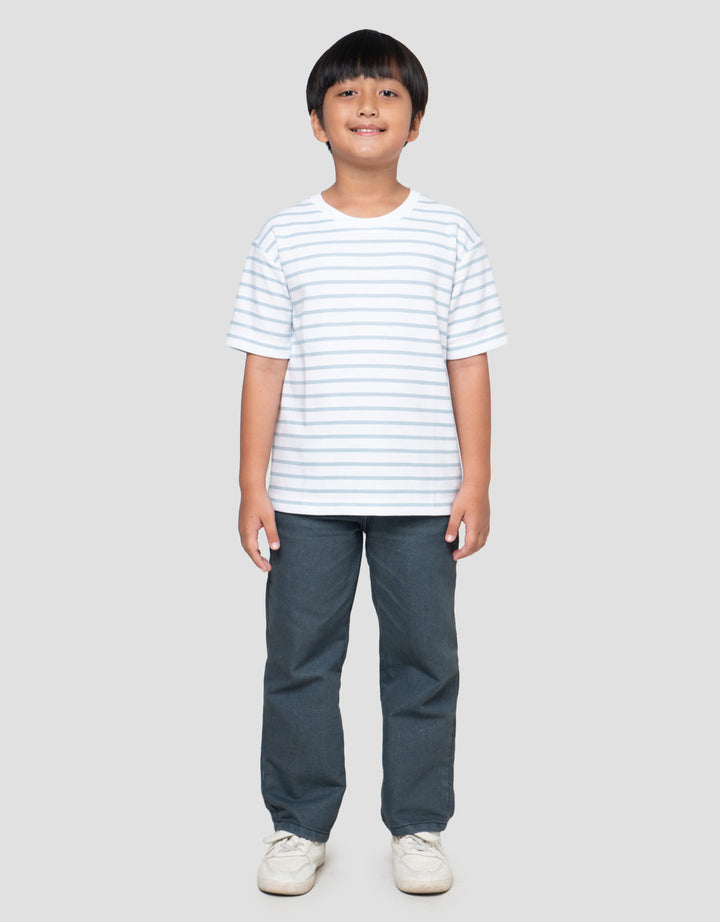 Suko Motif Garis Kaos Kerah Bulat Lengan Pendek Anak Laki-Laki