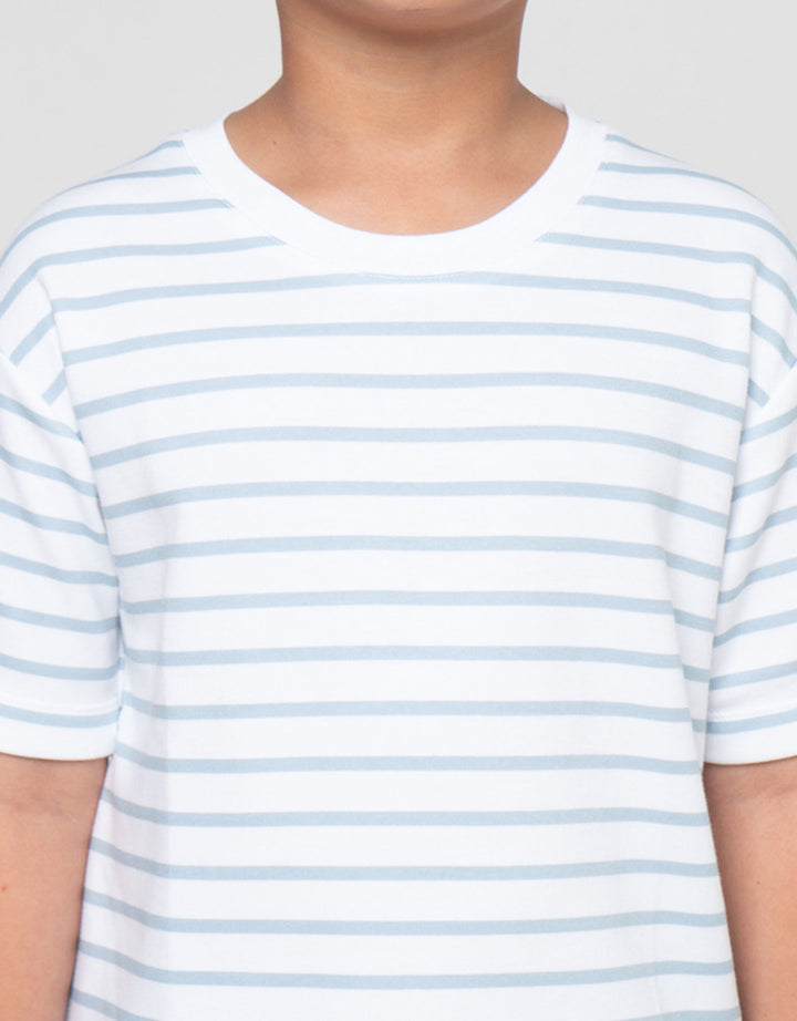 Suko Motif Garis Kaos Kerah Bulat Lengan Pendek Anak Laki-Laki