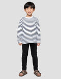 Suko Motif Garis Kaos Kerah Bulat Lengan Panjang Anak Laki-Laki