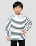 Suko Motif Garis Kaos Kerah Bulat Lengan Panjang Anak Laki-Laki