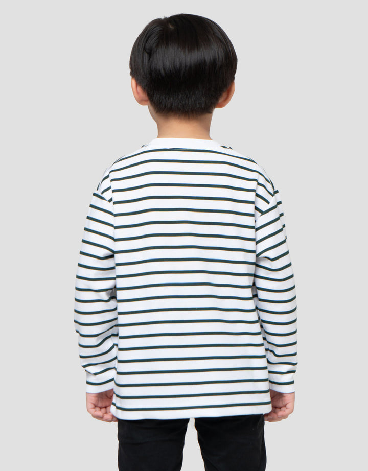 Suko Motif Garis Kaos Kerah Bulat Lengan Panjang Anak Laki-Laki