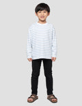 Suko Motif Garis Kaos Kerah Bulat Lengan Panjang Anak Laki-Laki