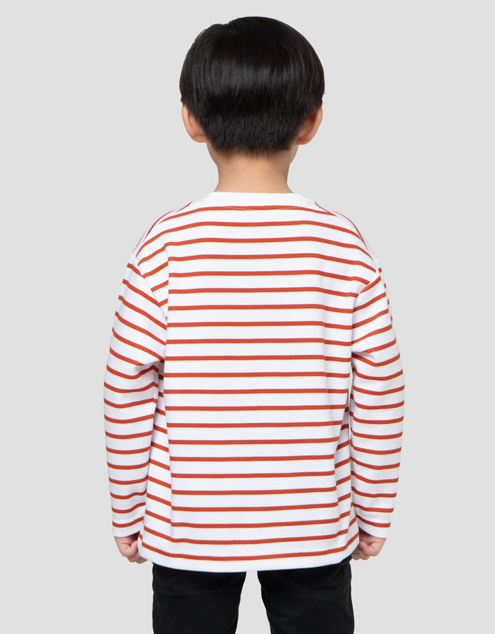Suko Motif Garis Kaos Kerah Bulat Lengan Panjang Anak Laki-Laki
