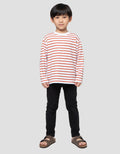 Suko Motif Garis Kaos Kerah Bulat Lengan Panjang Anak Laki-Laki
