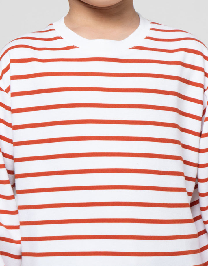Suko Motif Garis Kaos Kerah Bulat Lengan Panjang Anak Laki-Laki