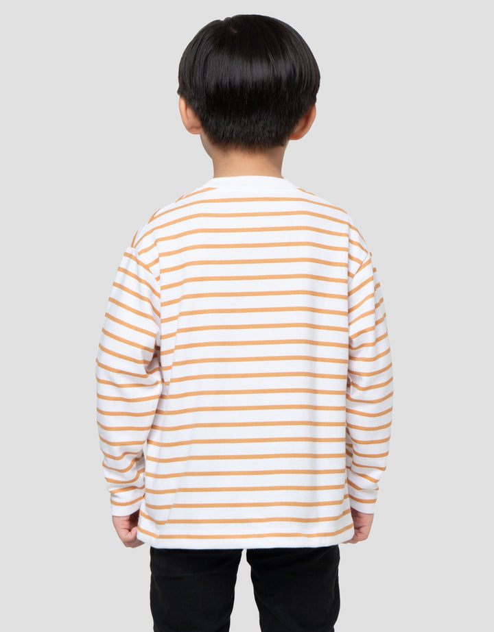 Suko Motif Garis Kaos Kerah Bulat Lengan Panjang Anak Laki-Laki
