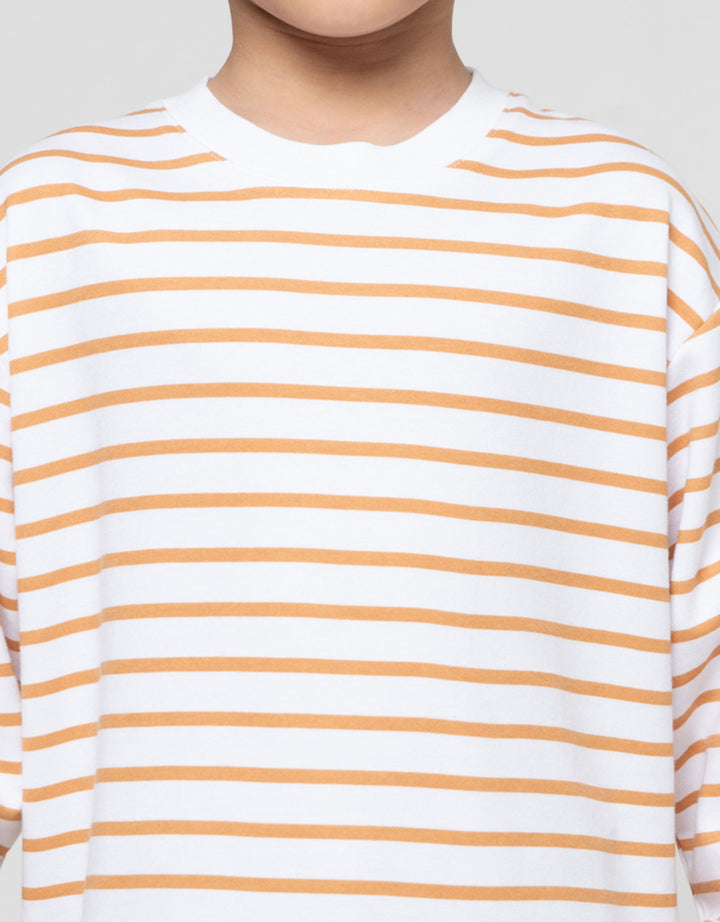Suko Motif Garis Kaos Kerah Bulat Lengan Panjang Anak Laki-Laki