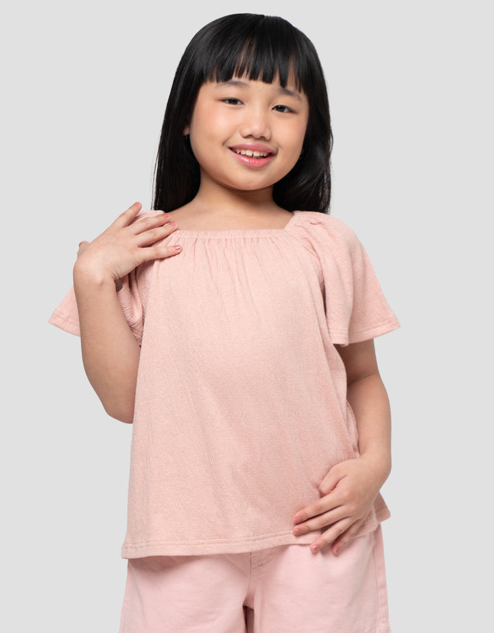 Suko Gathered Flared Lengan Flare Kaos Anak Perempuan