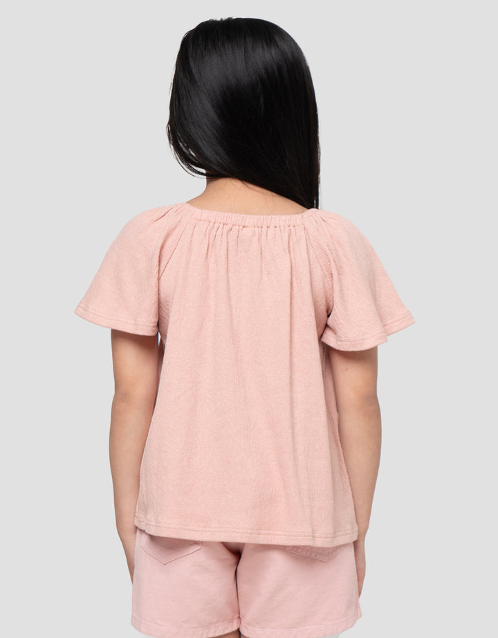 Suko Gathered Flared Lengan Flare Kaos Anak Perempuan