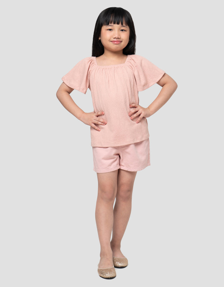 Suko Gathered Flared Lengan Flare Kaos Anak Perempuan