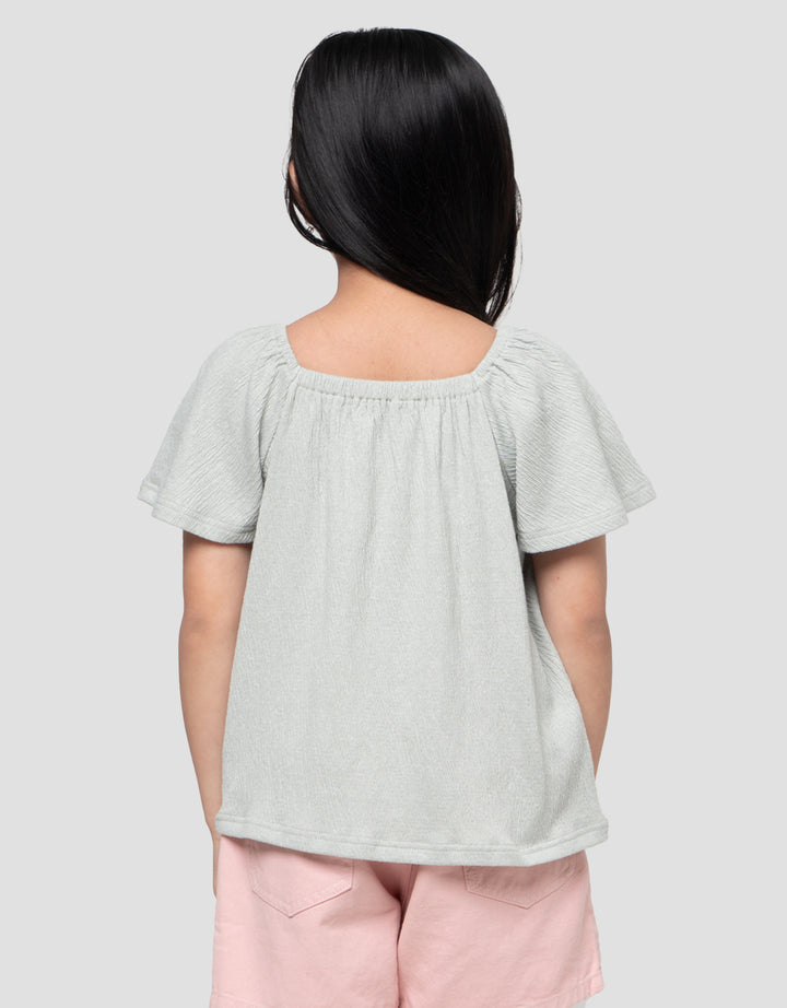 Suko Gathered Flared Lengan Flare Kaos Anak Perempuan
