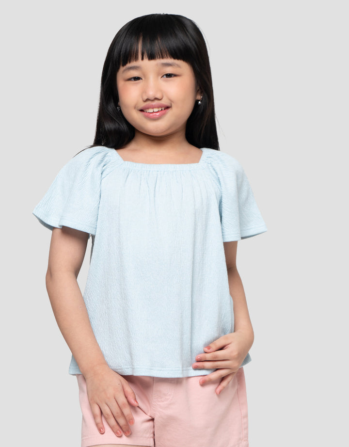 Suko Gathered Flared Lengan Flare Kaos Anak Perempuan