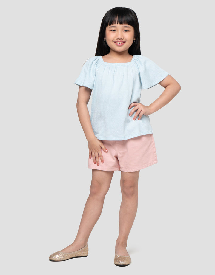 Suko Gathered Flared Lengan Flare Kaos Anak Perempuan