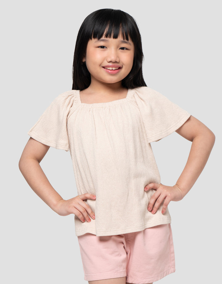 Suko Gathered Flared Lengan Flare Kaos Anak Perempuan