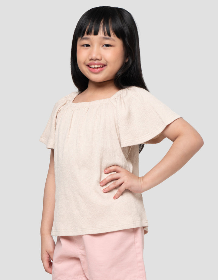 Suko Gathered Flared Lengan Flare Kaos Anak Perempuan