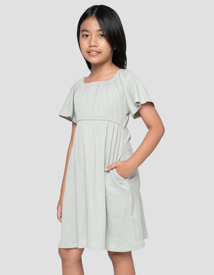 Suko Flare Lengan Pendek Gaun Anak Perempuan