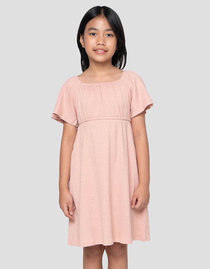 Suko Flare Lengan Pendek Gaun Anak Perempuan