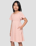 Suko Flare Lengan Pendek Gaun Anak Perempuan