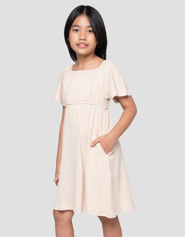 Suko Flare Lengan Pendek Gaun Anak Perempuan