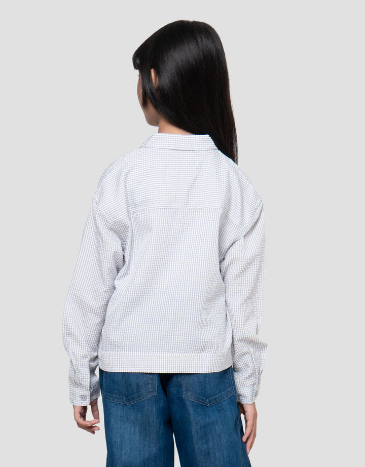 Nevada Crinkle Salur Kantong Kemeja Anak Perempuan