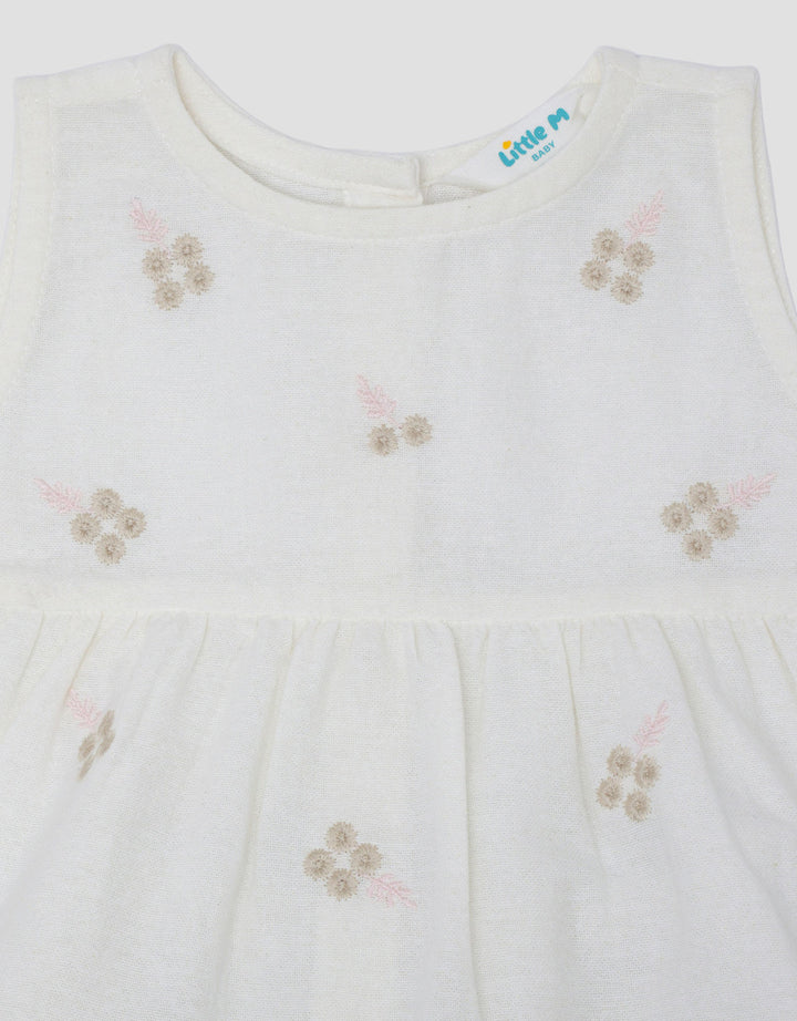 Little M Woven Sleeveless Embro Mase Pakaian Setelan Bayi
