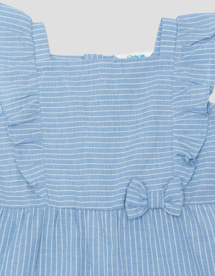 Little M Woven Chembrey Salur Jumpsuit Bayi